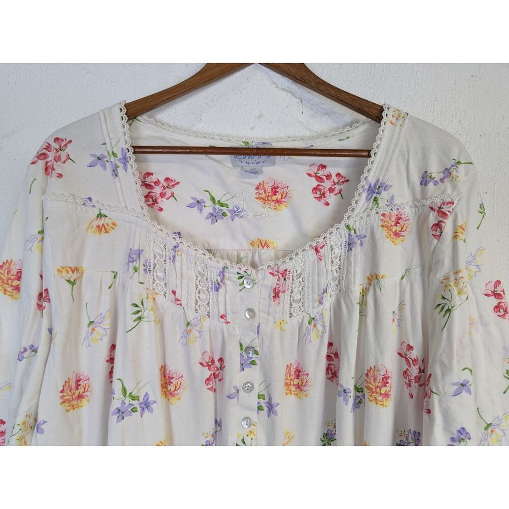 Lanz of Salzburg Floral Nightgown Feminine Romantic Cottage Lace Long Midi 2X - Picture 2 of 8